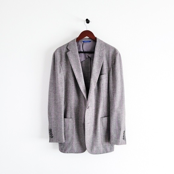 Adrian Jules Sport Coat Flannel Wool Blazer Plaid Gray Purple Mens 43 - Picture 7 of 15